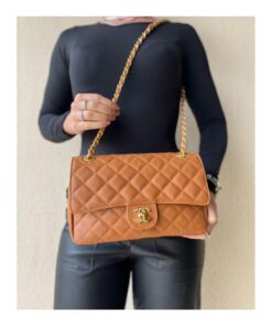 Bolsa Feminina Matelasse Classica Corrente Dourada Couro