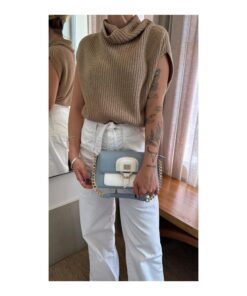 Bolsa Feminina Tiracolo Croco Fivela Corrente Dourada Elegante