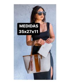 Alternative view of Kit Bolsa Feminina Tote Monograma Capodarte Carteira Franjas